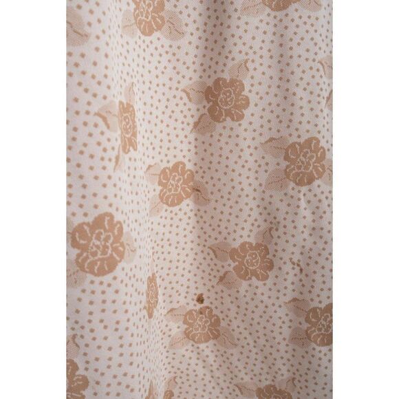 Vintage 70s Womans Maxi Dress Size 16 M Beige Tan Floral Turtleneck Sleeveless - Picture 7 of 9